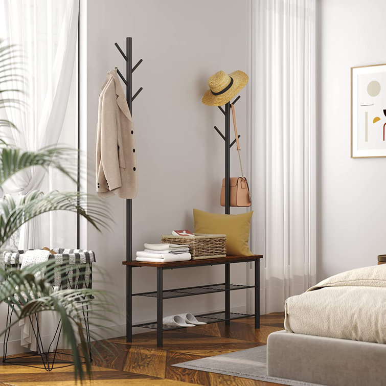 Williston Abdulrhaman Steel Hall Tree with Bench and Shoe Storage Wayfair.co.uk